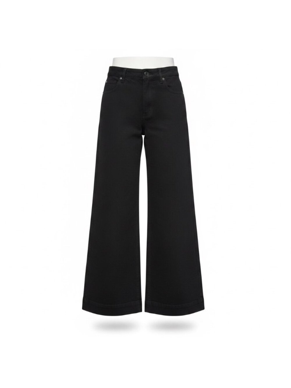 Zara Womens Black Cotton Wide-Leg Frayed Hem High-Waist Jeans Size 4